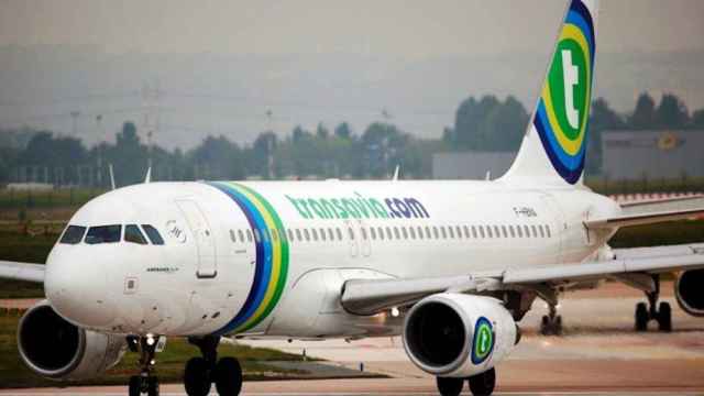 Una foto de archivo de un avión de Transavia Airlines