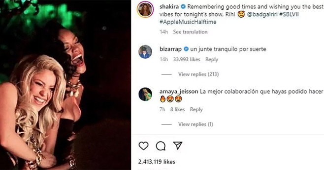 Bizarrap, comentando la última publicación de Shakira en Instagram / REDES