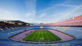 Imagen del Camp Nou por la tarde, completamente vacío, antes de las claves del clásico / FCB