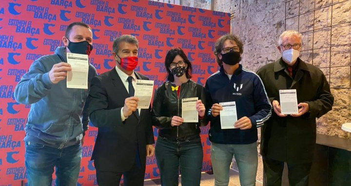 Laporta recibió sus primeras firmas en su sede electoral | Estimem el Barça