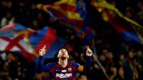 Leo Messi celebrando su gol contra el Mallorca / EFE