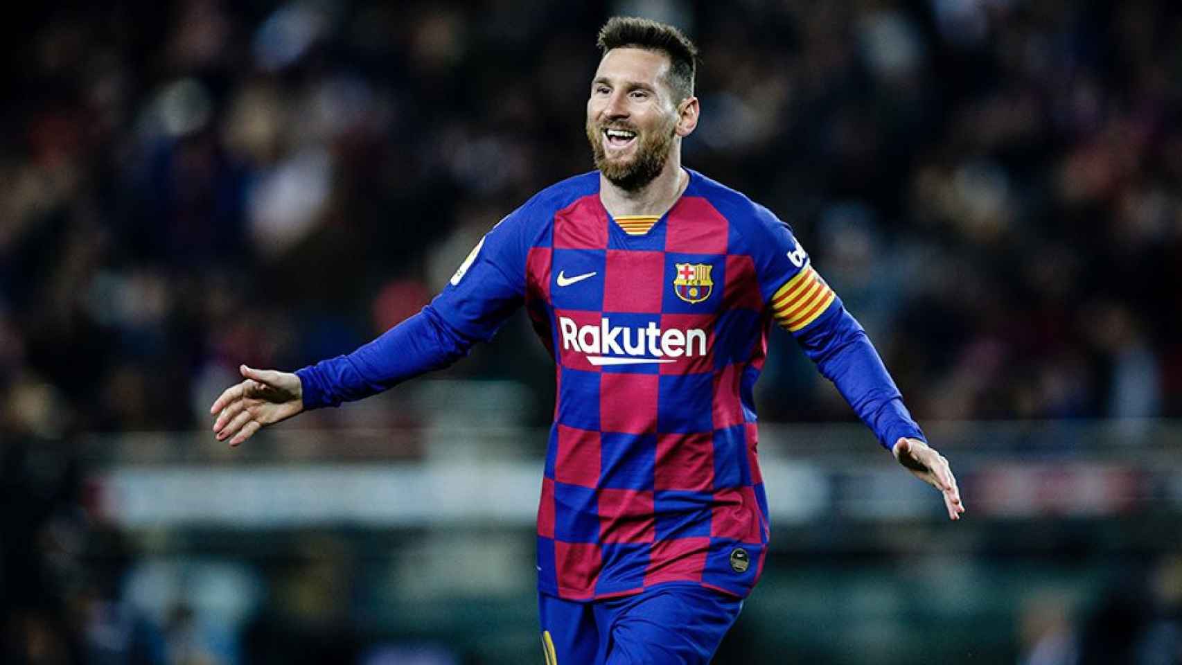 Messi celebra un gol con el Barça