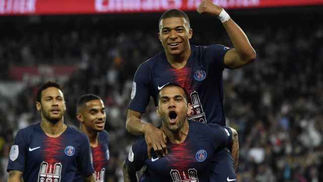 Mbappé celebrando un gol contra el Mónaco