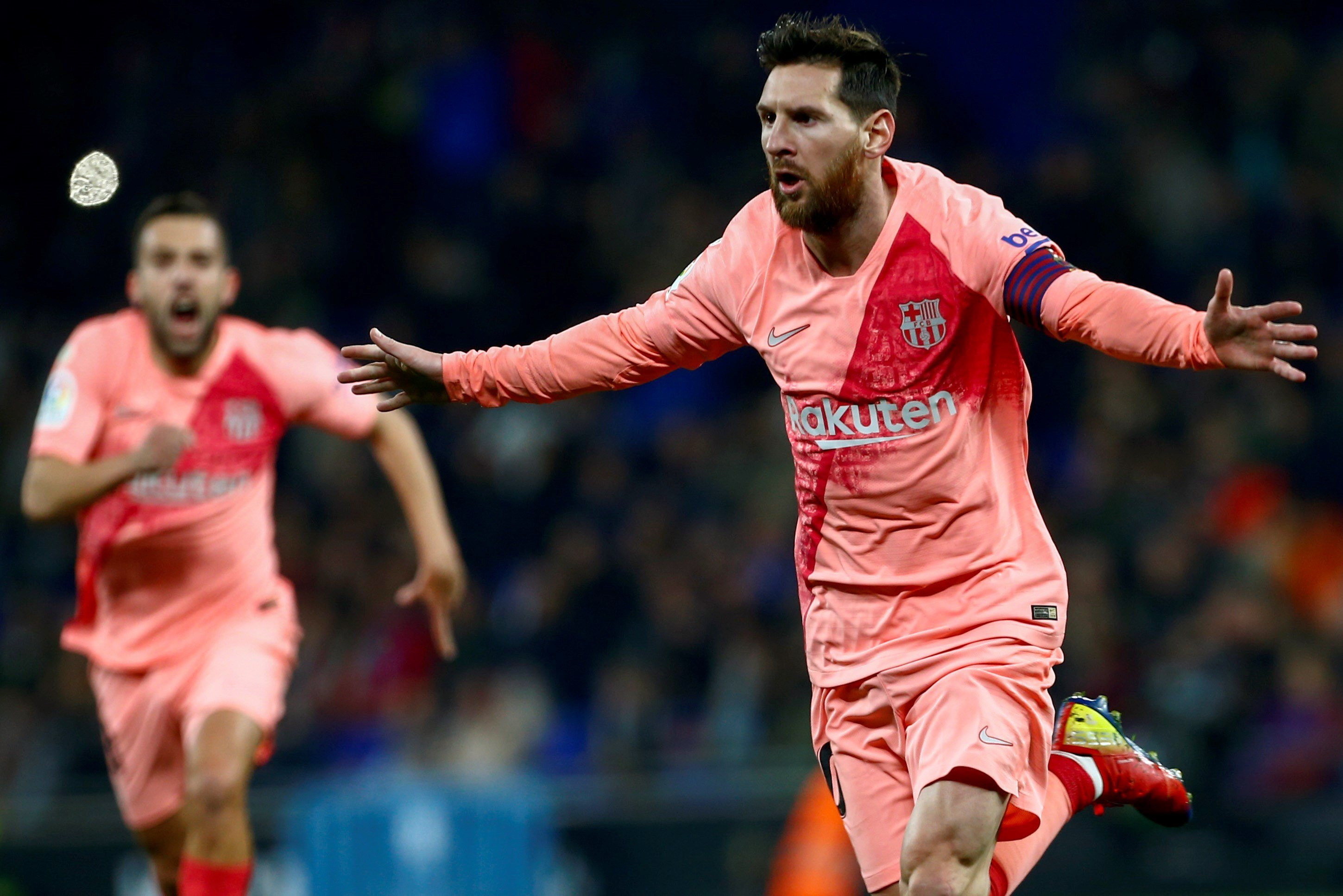 Una foto de Leo Messi tras marcar el primer gol del Espanyol / EFE