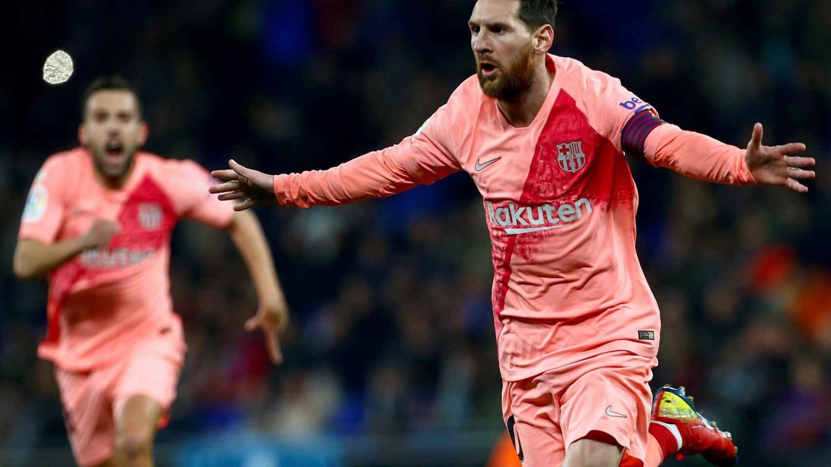 Una foto de Leo Messi tras marcar el primer gol del Espanyol / EFE