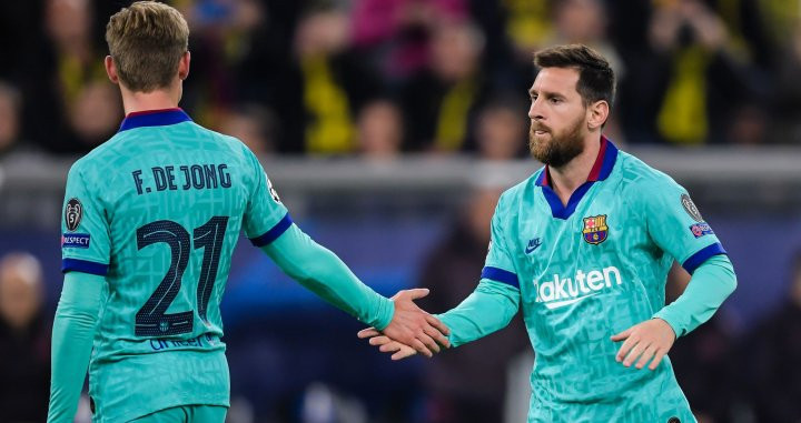 De Jong y Messi, en un partido del Barça | EFE