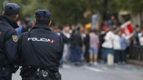 Policia Nacional durante una manifestación en Barcelona