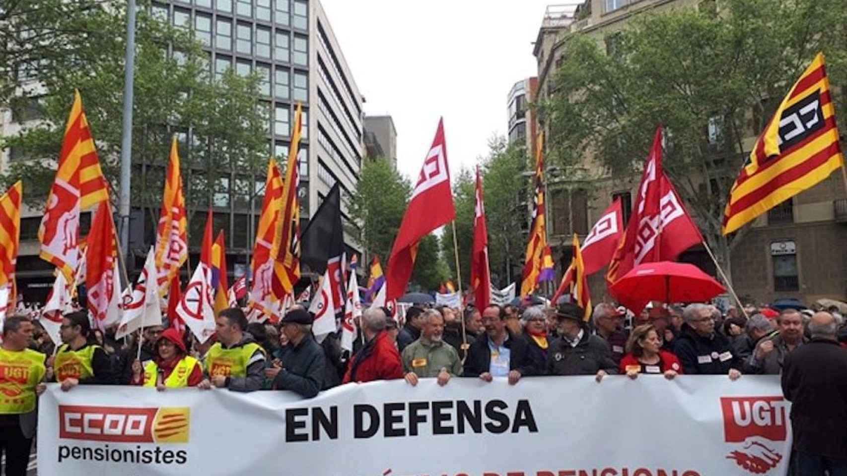 Una foto de la manifestación de este sábado en Barcelona para exigir unas pensiones públicas dignas