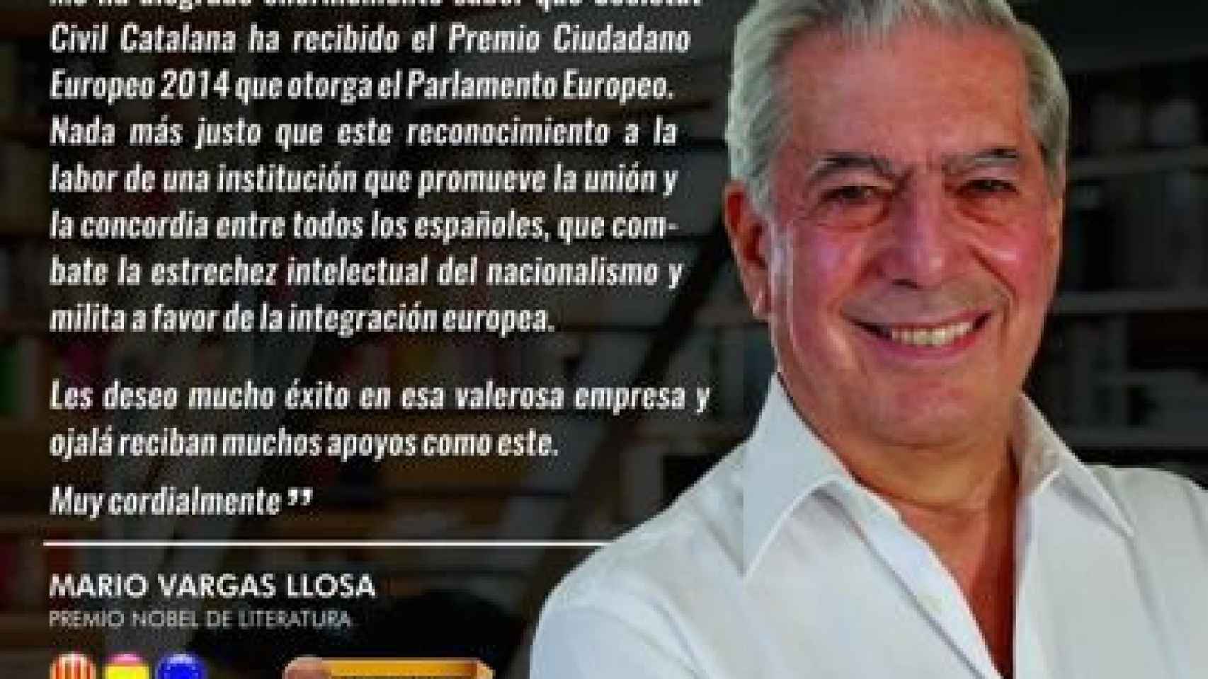 Mensaje de Mario Vargas Llosa de apoyo a SCC