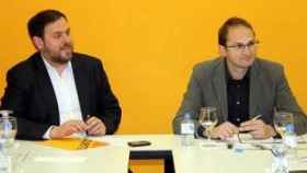 Los líderes de ERC e ICV-EUiA, Oriol Junqueras y Joan Herrera, en una imagen de 2012