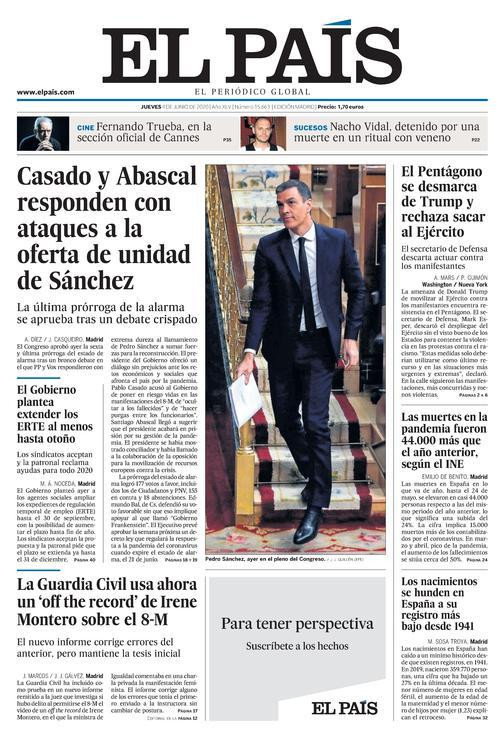 Portada de 'El País'