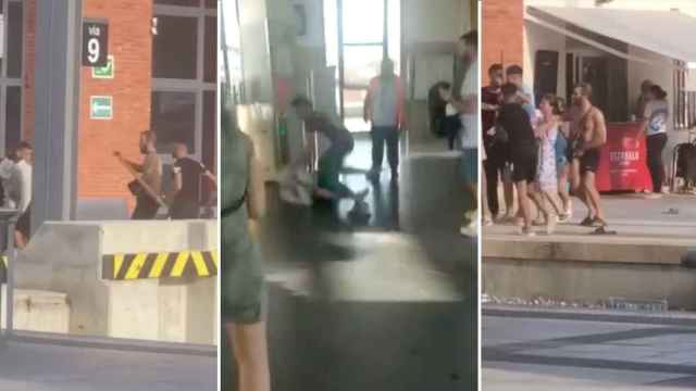 Tres imágenes de la pelea en la Estación de Rodalies de Sant Vicenç de Calders / CG