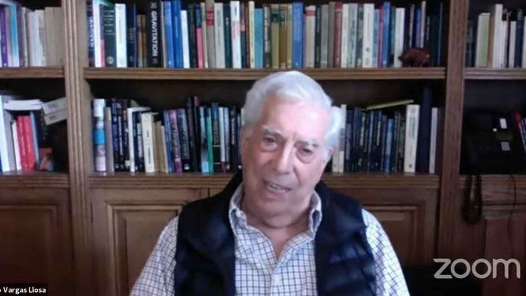 El Premio Nobel de Literatura, Mario Vargas Llosa, en un encuentro telemático con motivo de Sant Jordi 2021 / EUROPA PRESS