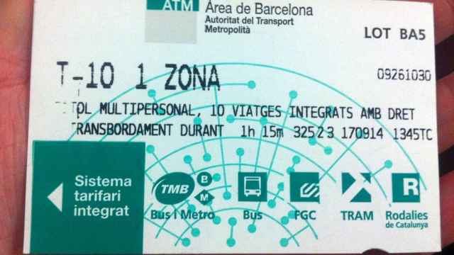 Un billete de transporte público en Barcelona