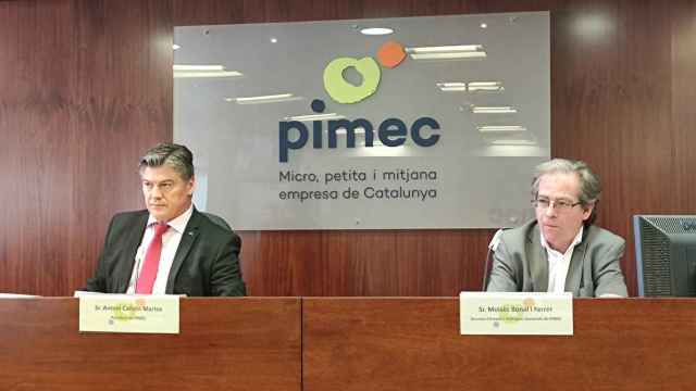 El presidente de la patronal Pimec, Antoni Cañete (i) / EP