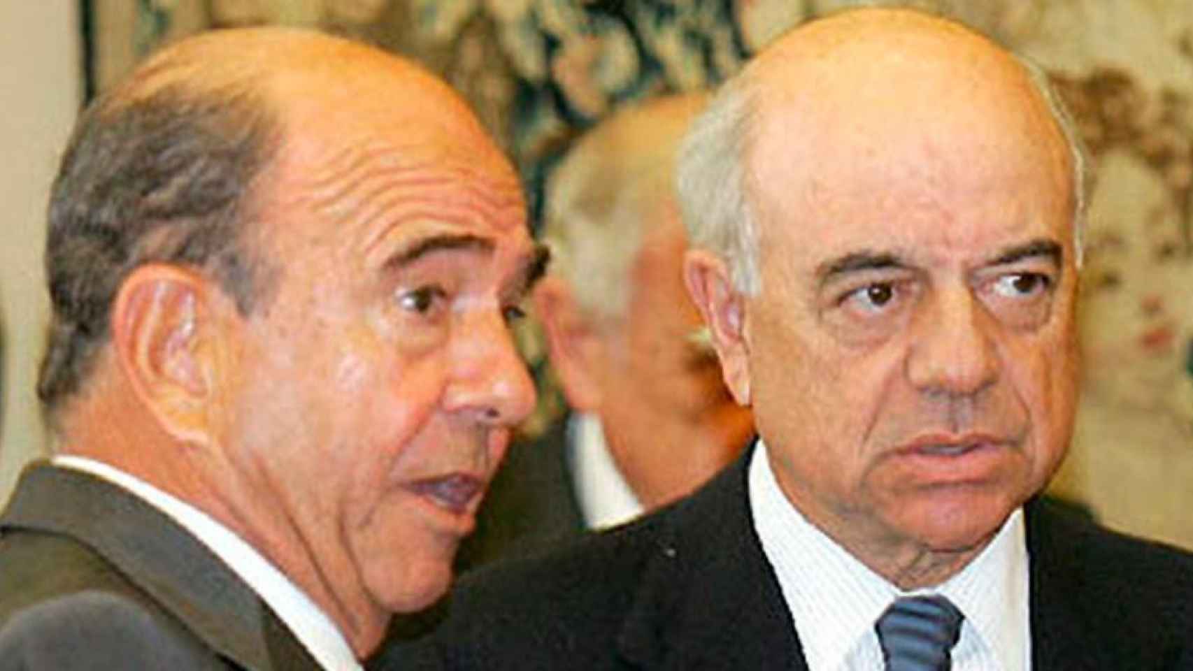 Los presidentes de Banco Santander, Emilio Botín, y BBVA, Francisco González