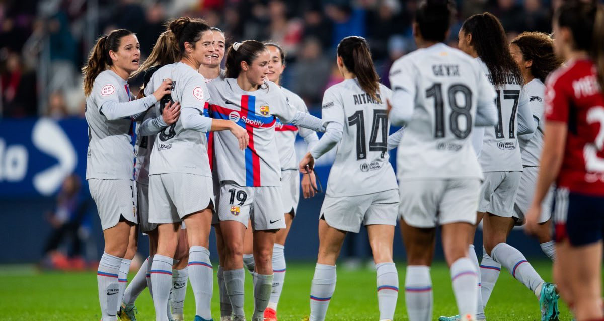 Las jugadoras del Barça Femenino festejan una goleada contra el Osasuna / FCB