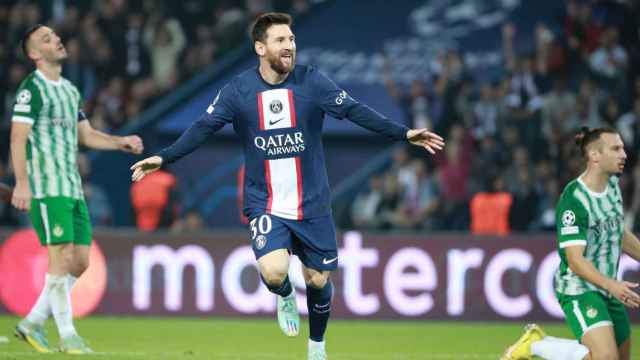 Leo Messi, celebrando un gol marcado contra el Maccabi Haifa / EFE