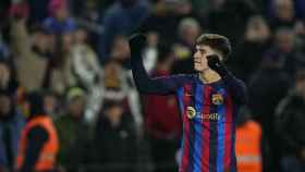 Gavi, celebrando un gol marcado con el FC Barcelona / EFE