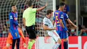El grito de Thomas Muller, en la apertura del marcador del Barça Bayern / EFE