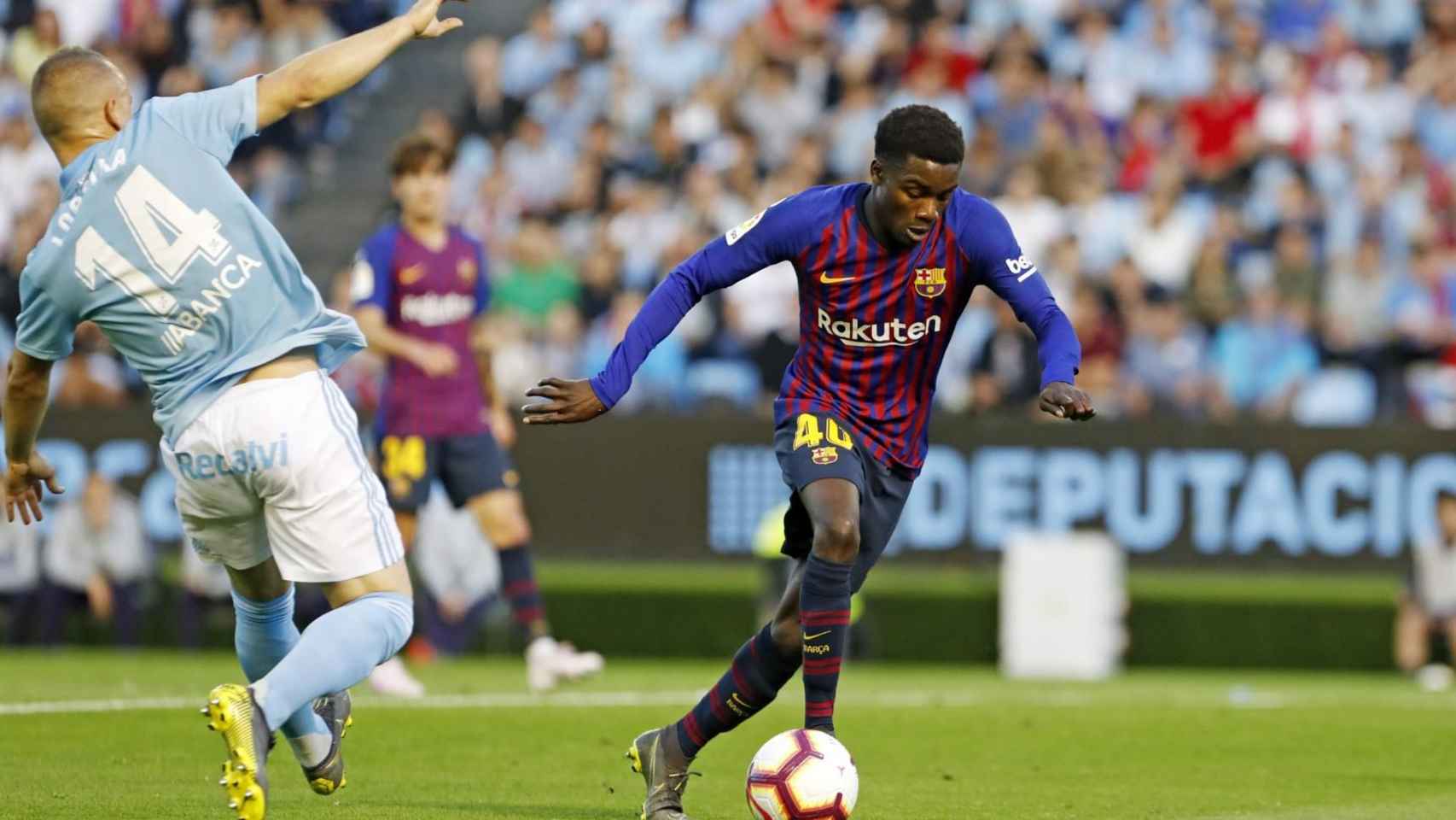 Wagué jugando contra el Celta en Balaídos / FC Barcelona