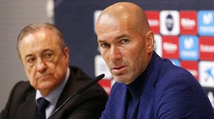 Zinedine Zidane y Florentino Pérez durante una rueda de prensa /REDES