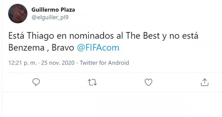 Un seguidor critica la aparición de Thiago Alcántara en la lista en lugar de Benzema / Redes