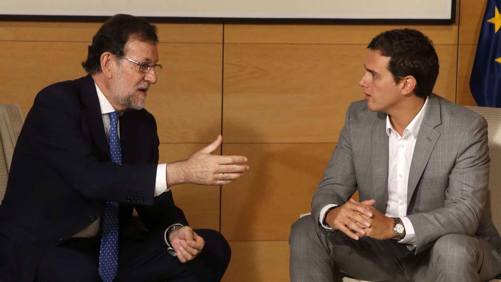 El presidente del Gobierno, Mariano Rajoy, y el líder de Ciudadanos, Albert Rivera