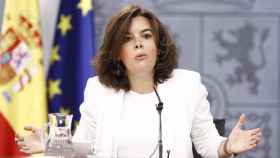 Soraya Sáenz de Santamaría durante una rueda de prensa / EUROPA PRESS