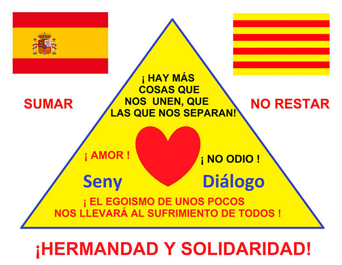El cartel que ha elaborado Frías en protesta por la ruptura social en Cataluña / CG