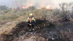 Un bombero trabajando en la extinción del incendio del Cap de Creus, en Girona / BOMBEROS DE LA GENERALITAT (@BOMBERSCAT)