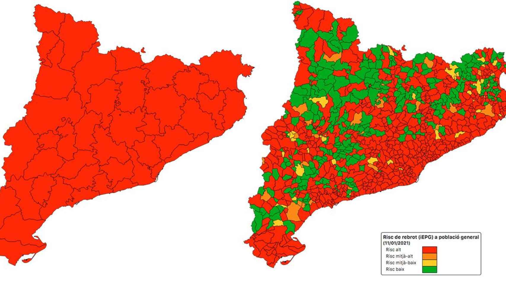 El riesgo de rebrote en Cataluña el 11 enero / DADESCOVID