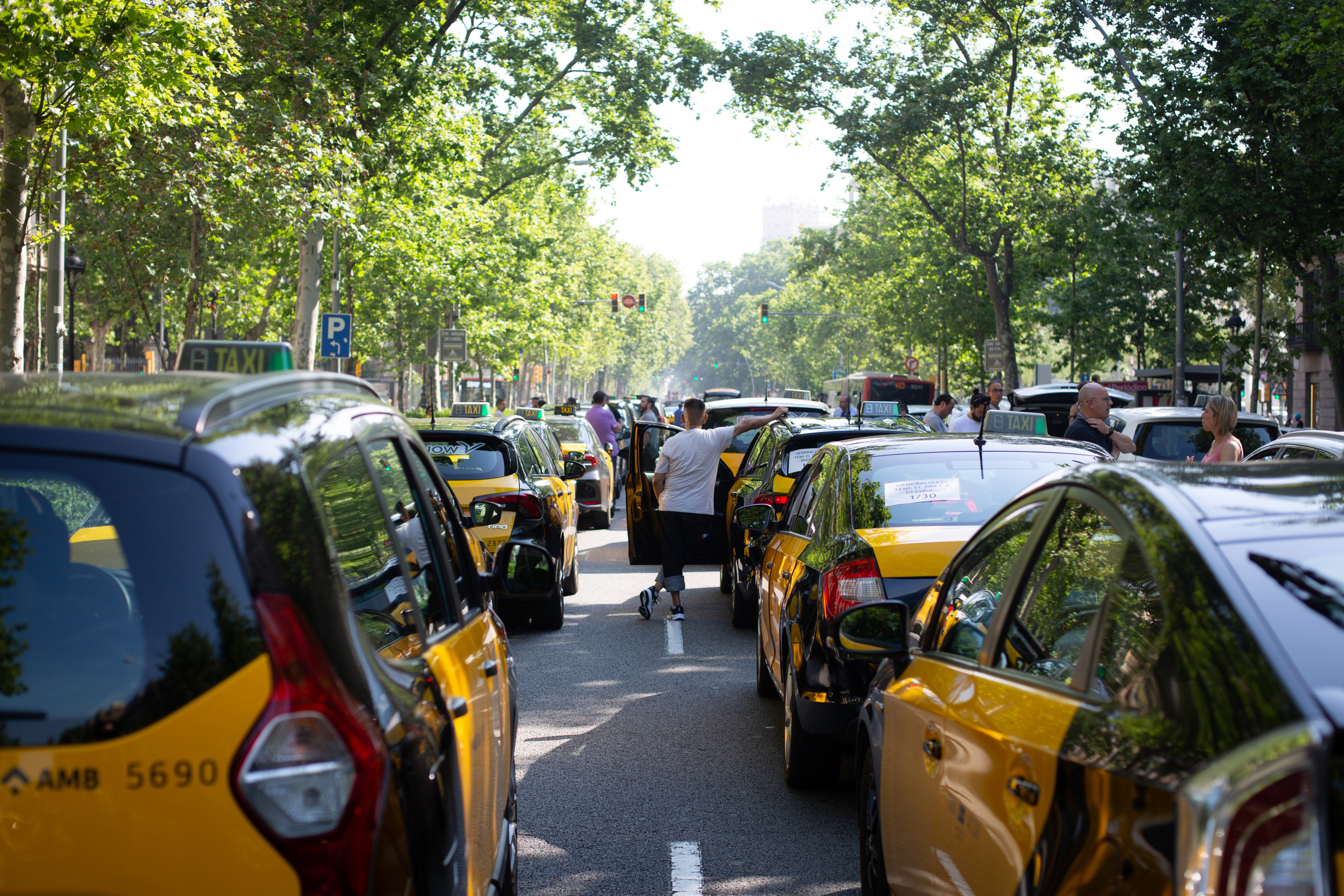 Marcha lenta de taxistas en Barcelona. Están contra Free Now / Luis Miguel Añón (Crónica Global)