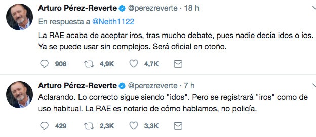 Captura de pantalla del Twitter de Arturo Pérez-Reverte / TWITTER