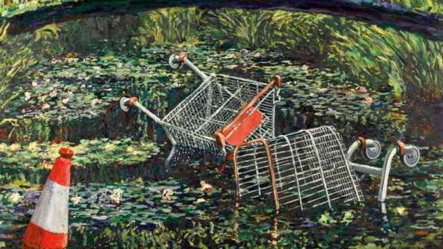 Detalle de 'Give me the Monet' de Banksy