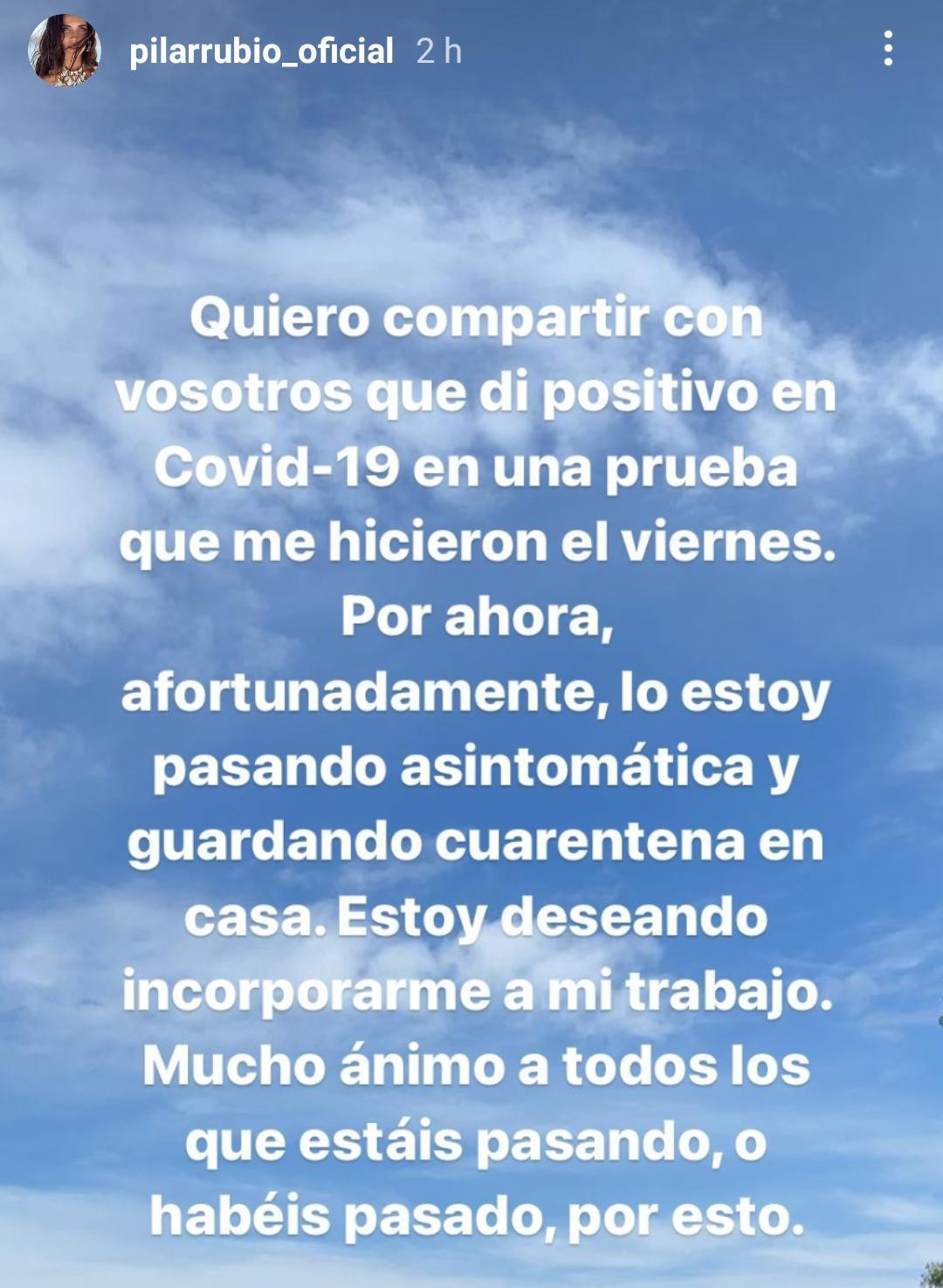 Pilar Rubio comunica que tiene Covid / INSTAGRAM
