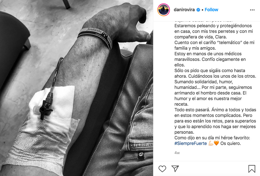 Dani Rovira anuncia que padece cáncer en sus redes sociales / INSTAGRAM