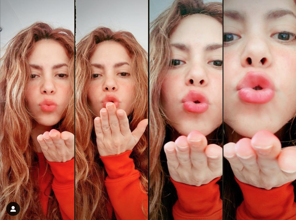 Shakira lanza besos a sus seguidores