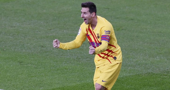 Leo Messi celebrando el gol contra el Athletic Club / EFE