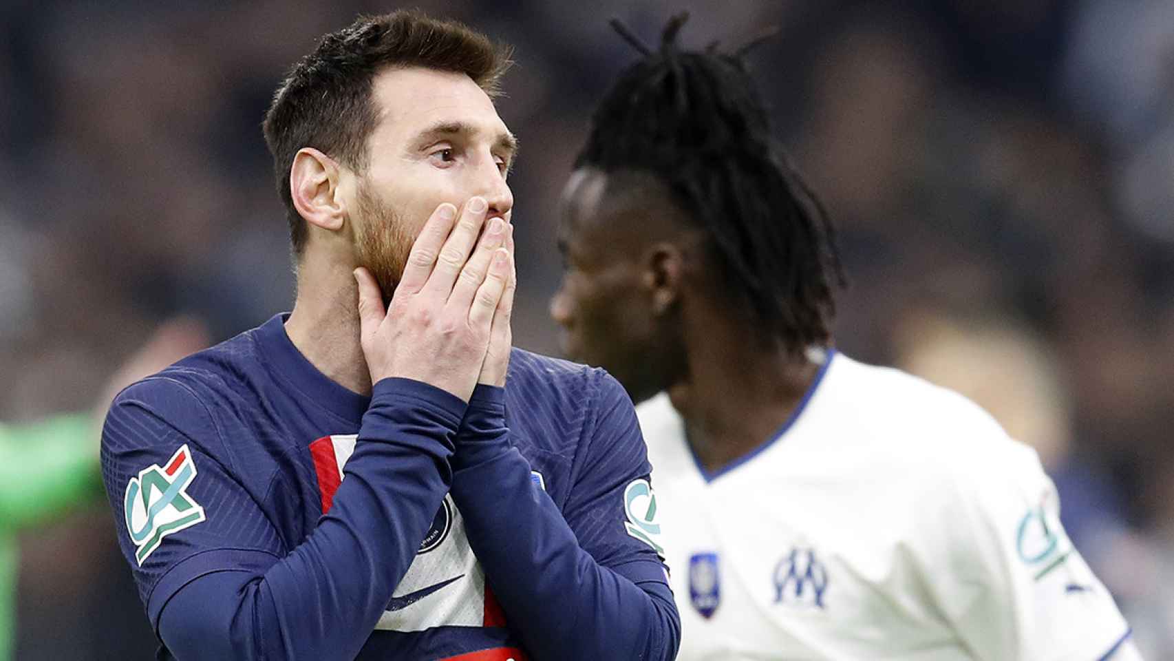Messi, lamentándose una oportunidad de gol, durante un partido con el PSG / EFE