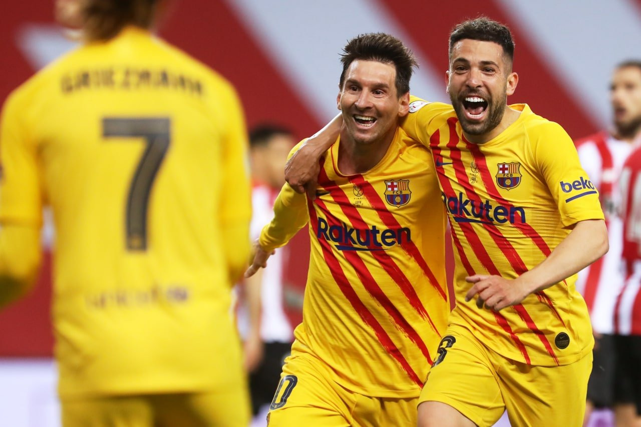Leo Messi, celebrando con Jordi Alba un gol ante el Athletic | FCB