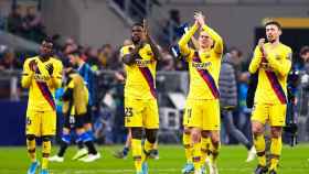Los jugadores del Barça celebrando su victoria contra el Inter / FC Barcelona