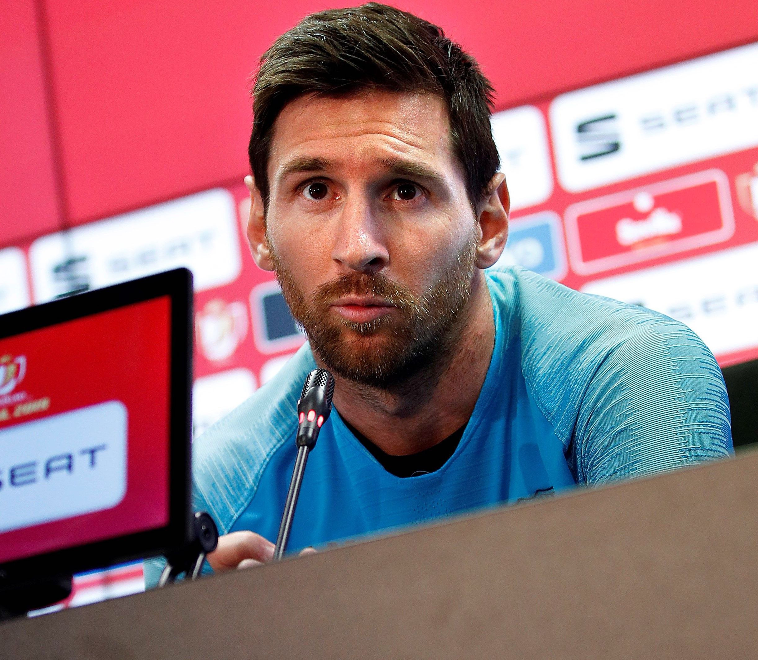 Una foto de Leo Messi durante la rueda de prensa previa a la final de la Copa del Rey / EFE