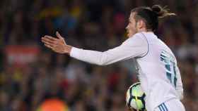 Gareth Bale celebrando su gol contra el Barça la temporada pasada (2-2) / EFE