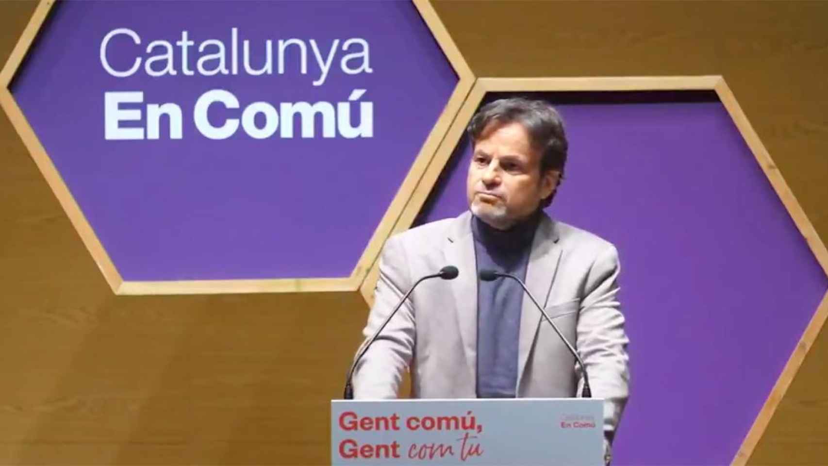 Jaume Asens interviene ante el consejo nacional de Catalunya en Comú, donde ha criticado al consejero de Educación, Josep Gonzàlez-Cambray