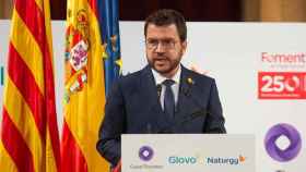 El presidente del Govern, Pere Aragonès, habla ante los empresarios de Foment del Treball / EUROPA PRESS