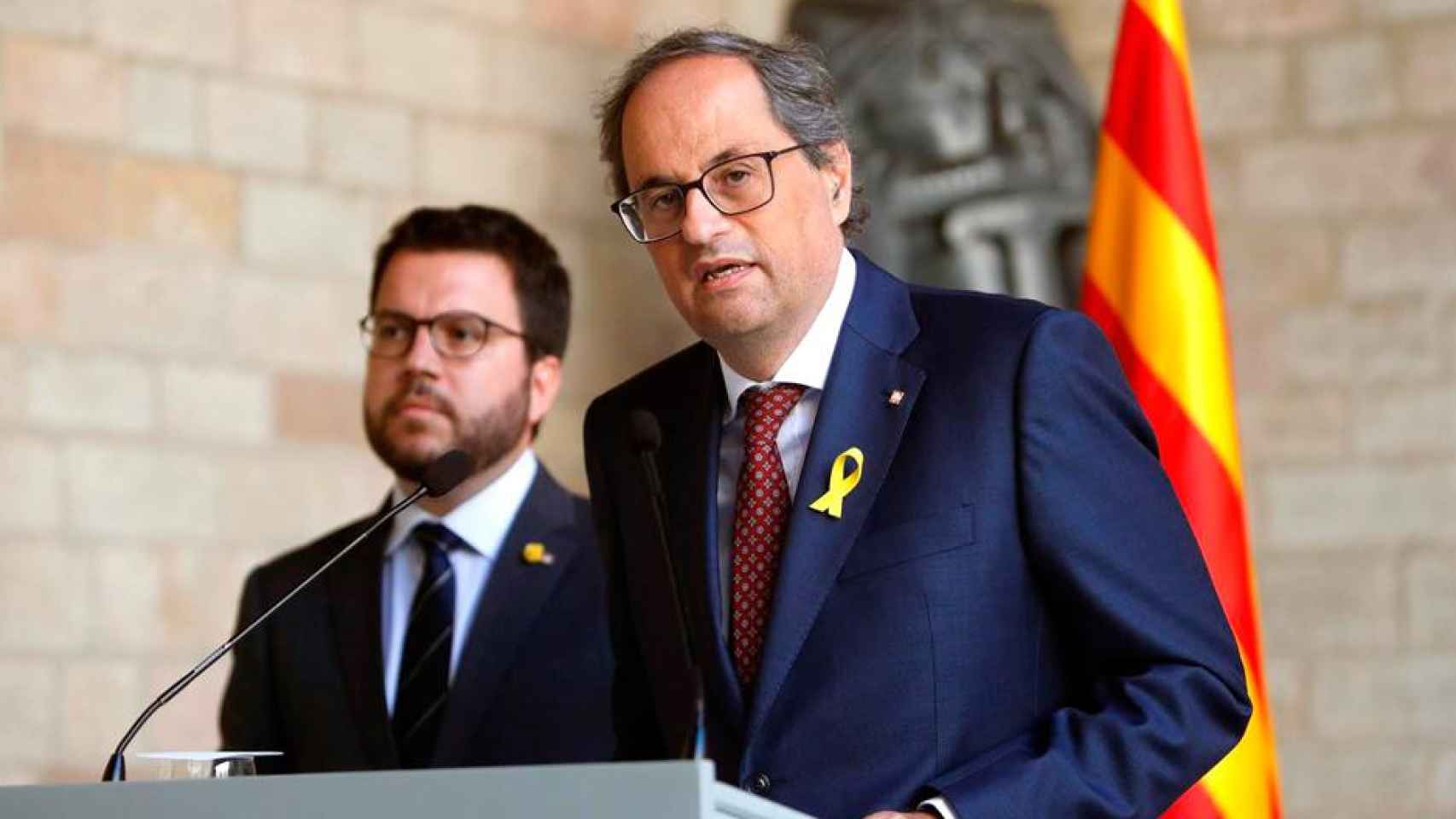 El presidente Quim Torra y el consejero de Economía, Pere Aragonés. Imagen del artículo '¿Hay alguien ahí?' / EFE
