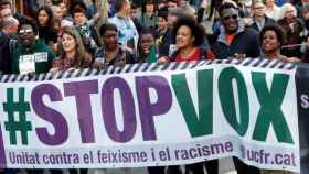 Cabecera de la manifestación anti Vox de Barcelona / EFE