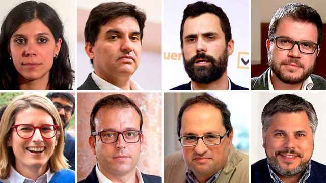 Marta Vilalta (ERC), Sergi Sebrià (ERC), Roger Torrent (ERC), Pere Aragonés (ERC), Elsa Artadi (JxCAT), Marc Solsona (PDeCAT), Quim Torra (JxCAT) y Albert Batet (PDeCAT) / CG