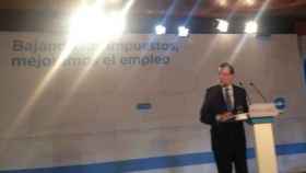 El presidente del Gobierno y del PP, Mariano Rajoy, en la jornada de su partido este sábado en Barcelona